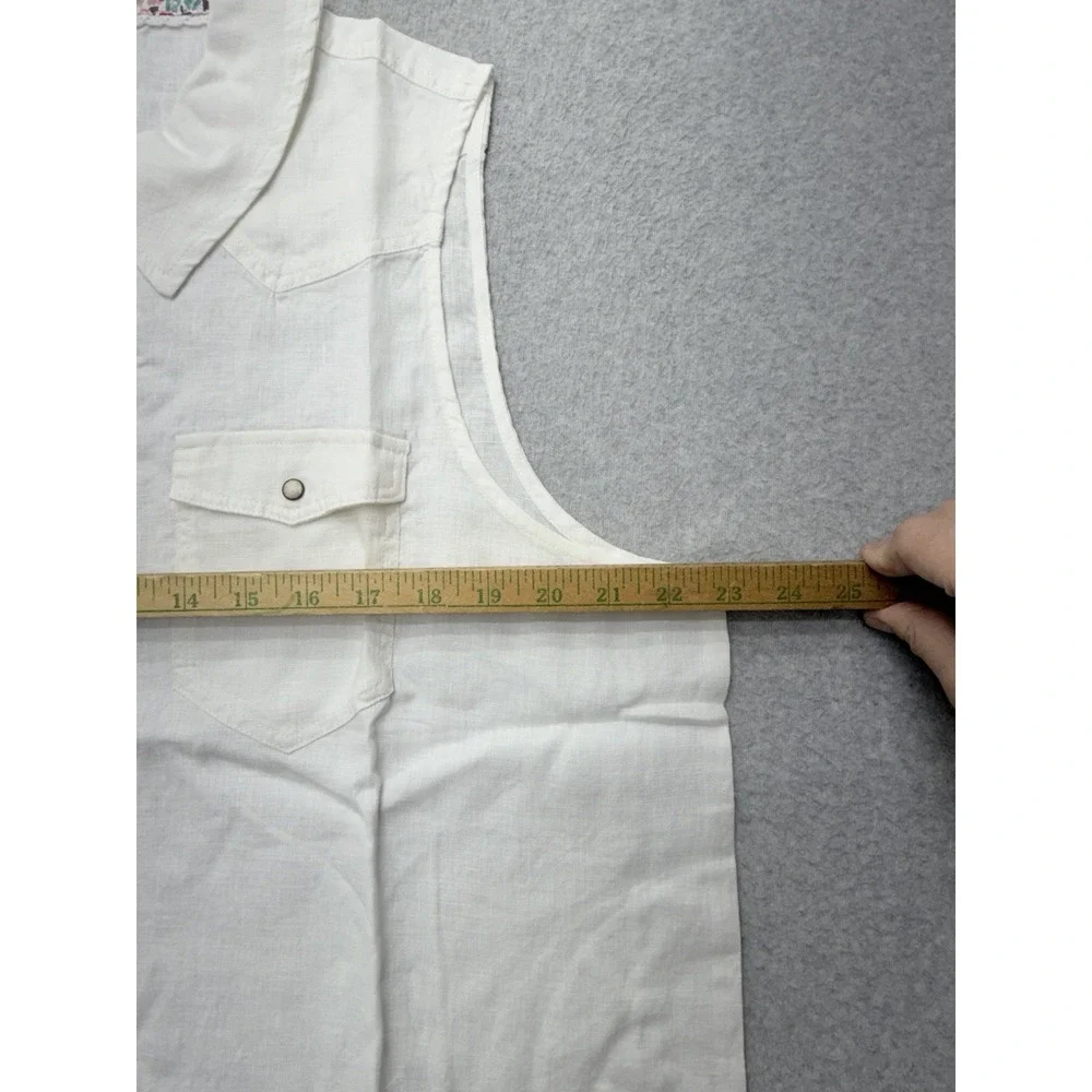 Sundance Willow Linen Sleeveless Top‎ Womens XL White Boho Western Button Front - Picture 4 of 8